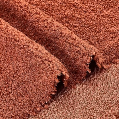 GORGECRAFT Tissu en Laine d'agneau de 1.8x1yard Doublure en Fausse Peau d'agneau Marron Selle Tissu Anti Boulochage Tissu Polaire en Peluche Sherpa Solide Matériaux de Couture pour Artisanat de Fond