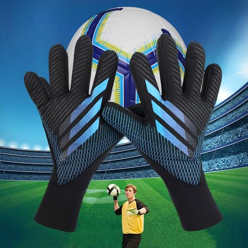 XSQD Andningsbar Målvaktshandske, Junior Kids Fotbollshandskar Med Tjock, Latex Anti Slip Latex, Fotbollshandskar, Finns I Storlekar 7/8/9/10 Perfekt För Idrottare Och Nybörjare(Svart Storlek 9)