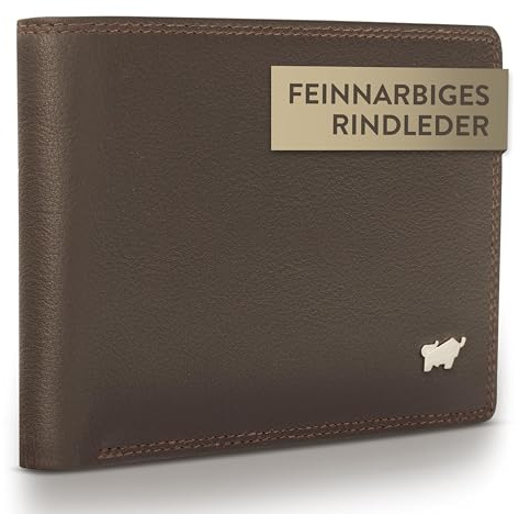BRAUN BÜFFEL - Geldbörse Herren aus echtem Rindsleder Golf 2.0 - Geldbeutel Portemonnaie schmales Design für Männer mit 4+3 Kartenfächern - Zeitlos klassisches Portmonee mit Münzfach - Edles Braun