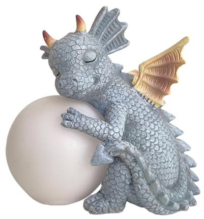 Holdes Lumières de Jardin de Dragon, Statue de Jardin de Dragon endormi | Sculpture de Jardin de décor de Dragon endormi | Sculpture de Dragon Mignonne en résine, lumières extérieures pour décoration