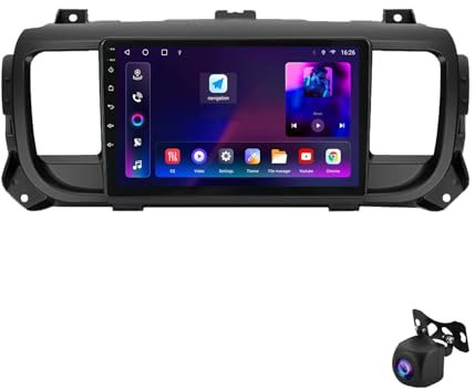 HTXPSM Android 12 Autoradio Lettore DVD Navigatore Touch GPS Navigazione Radio con Per Peugeot Expert/Toyota Proace 2016-2021 9 Pollici Autoradio Bluetooth Lettore Multimediale Supporto 4G/WIFI/Carpl