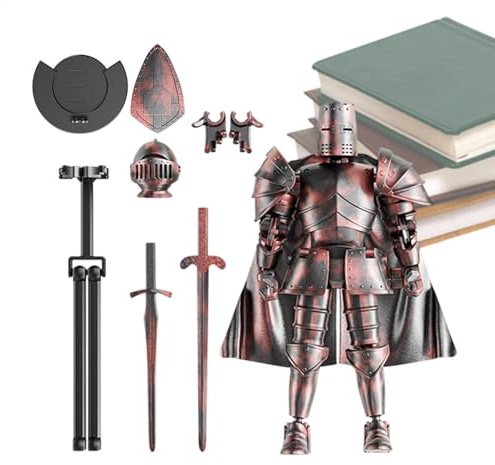 Figurine Robot d'action | Modèle d'action de Chevalier médiéval Multi-articulé – Figurine Mobile de Bureau avec Base Amovible pour bibliothèque, Chevet