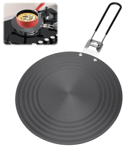DASIAUTOEM Plaque Adaptateur Induction 24 cm avec Poignée Amovible, Disque Adaptateur Inox pour Cafetière Italienne, Casseroles Aluminium, Céramique, Verre, Fonte et Inox sur Plaques à Induction