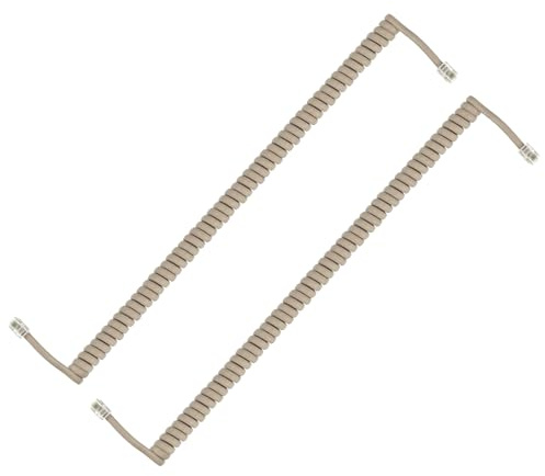 PATIKIL 2 Paquetes De Cable De Teléfono Para Teléfono Fijo 5.9 Pies (Enrollado 0.98 Pies) RJ9/RJ10 4P4C Cable Universal Para Auricular De Teléfono Accesorio Color Oro Champán