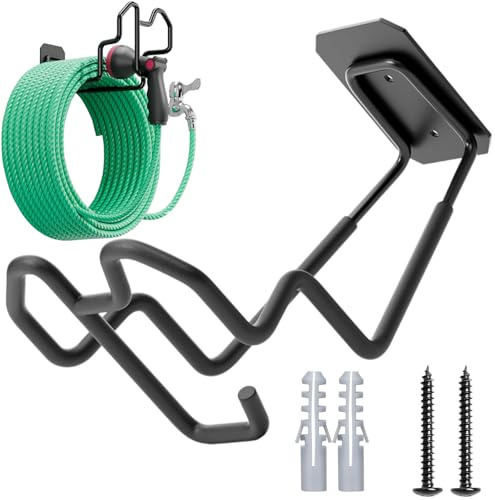 Garage Hooks Heavy Duty, Garden Hose Holder Wall Mount, Water Hose Holder for Outside Yard, Wall Mounted Storage System, for Power and Garden Tool Hanging, Ladders, Bikes, Hose