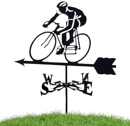 Segnavento | Girandola Vintage con Ciclisti,Indicatore Gallo Per Picchetto Decorativo Per Garage Fienile Cortile Terrazze Fattoria