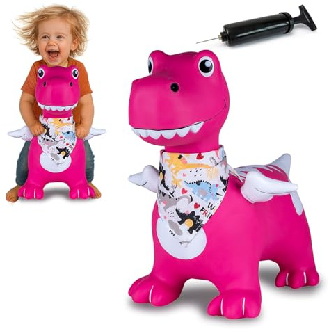 JAMARA 466008 Dino Saltando con alas HoppyDoo – Juguete para niños, Juguete para Saltar bebé Interior/Exterior, Regalo para niños, Juguete de jardín, fácil de Limpiar, sin BPA, con Bomba