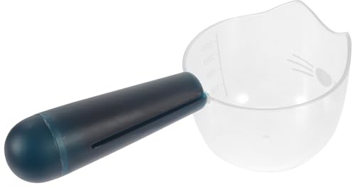 SHOWERORO Cuchara Medidora para Comida de Mascotas con Clip Sellado Reusable y Antideslizante para Perros y Gatos Transparente con Escala Azul para Alimentos Sólidos y Líquidos