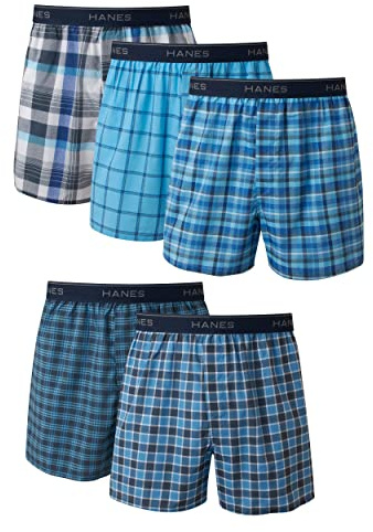 Hanes herr 841bx5 5-pack tagless tartan boxer med exponerat midjeband