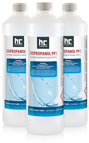 Isopropanol 99,9% IPA von Höfer Chemie frisch abgefüllt in handliche 1 L Flaschen - perfekt als Lösungsmittel und Fettlöser geeignet (3 x 1 L)