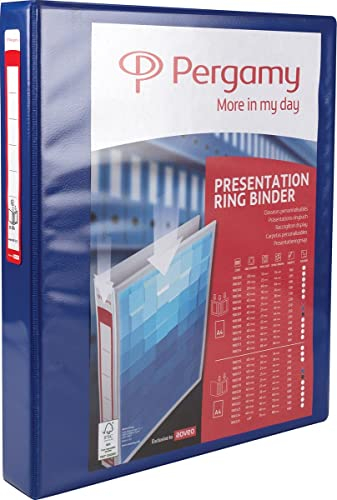 Pergamy 900308 Präsentationsringbuch 3 Taschen 4-Ringe A4 4,4cm blau