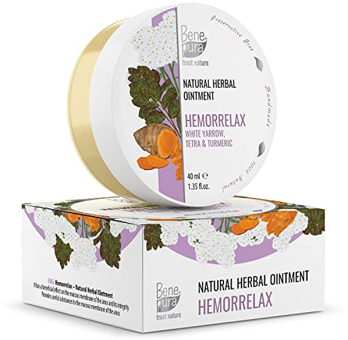 BenePura Hemorrelax Hämorrhoiden Salbe, Natürliche Salbe gegen Brennen, Juckreiz und Beschwerden mit Weißer Schafgarbe, Sumach und Kurkuma, 40 ml (1er Pack)