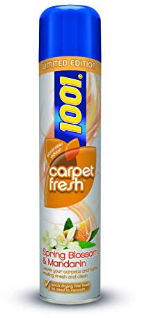 1001 Carpet Fresh Spring Blossom & Mandarin Limited Edition 300ML Eliminates odours and Leaves Carpets Smelling Fresh and Clean. Quick Drying fine Foam, no Need to Vacuum.