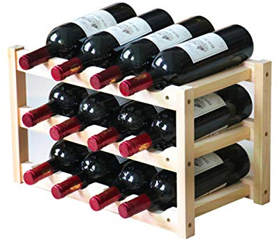 LTLWSH Botelleros para Vino De Madera Maciza con Capacidad para 12Botellas,Mueble Vinoteca Manejable para Botellas De Vino y Otras Bebidas,A