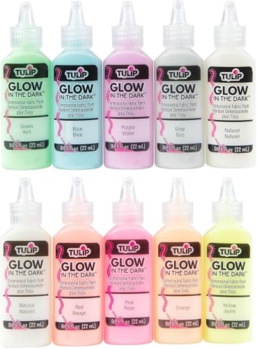 Tulip Dimensional - Vernice per tessuti, 10 colori, bagliore, 0,75 ml, 10 pezzi, permanente, lavabile, taglia unica