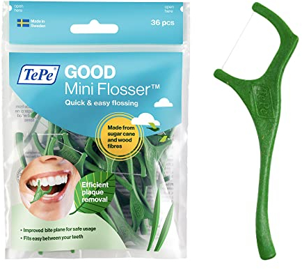 TePe GOOD Mini Flosser, Grün, 36 Stück, Zahnseide für Zähne, effizientes Werkzeug zur Entfernung von Zahnbelag für die einfache Reinigung zwischen den Zähnen, für enge Lücken