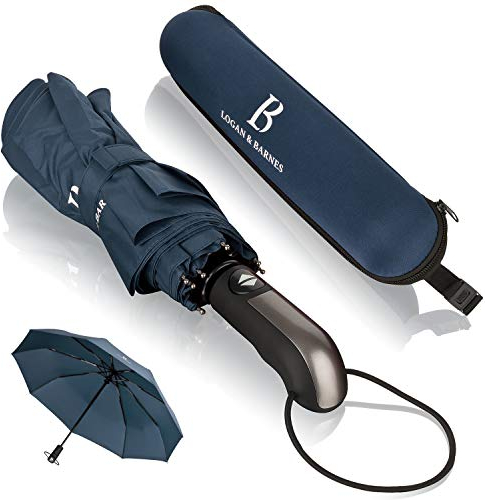 LOGAN & BARNES Regenschirm sturmfest bis 140 km/h - Taschenschirm mit zertifizierter Teflon-Beschichtung gegen Feuchtigkeitsschäden Modell Manchester