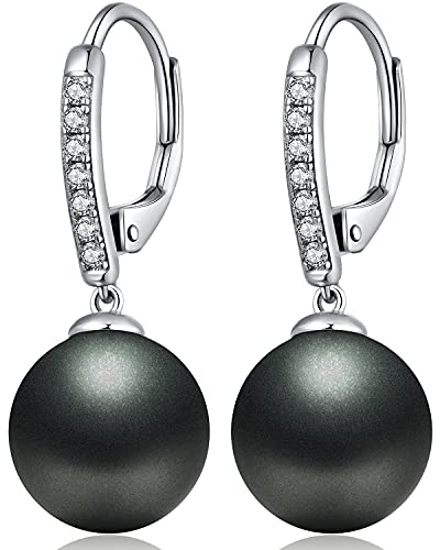 Miaofu Perlenohrringe 18K Weißgold Plattiert 925 Sterling Silber Perlen Ohrringe Hypoallergene Edler Schmuck für Damen Mehrere Farben und Größen
