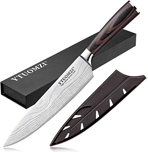 Ytuomzi 8 Chef's Knife, Professional 8-inch Chef Knife with Sheath, German High Carbon Stainless Steel Kitchen Knife for Home Cooks & Culinary Experts, Ergonomic Pakkawood Handle, Gift Box