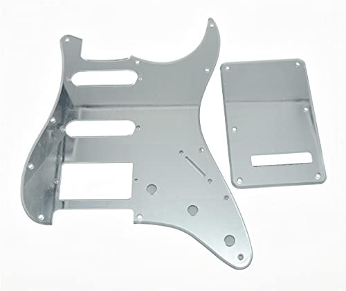 Dopro Strat HSS Gitarre Pickguard ST Back Plate Tremolo Cover für USA/Mexican FD Silver Mirror 1-lagig