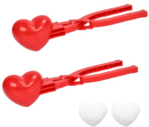Dereine 2 Stück Herz Schneeball Maker,Schneeball Zange,Schneeball Clip,Winter Schneeball Form Spielzeug für Kinder Jungen Mädchen im Freien Spielen Schnee