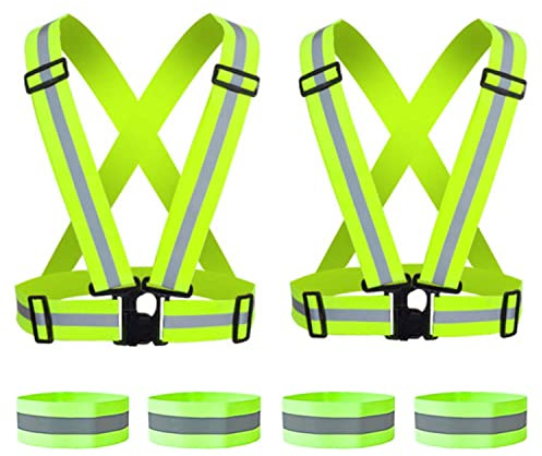 Work IDEA 2-pack varningsskyddsväst, reflekterande västcertifikat, justerbar väst för cykel, löpning, vandring eller utomhus, GUL, one size