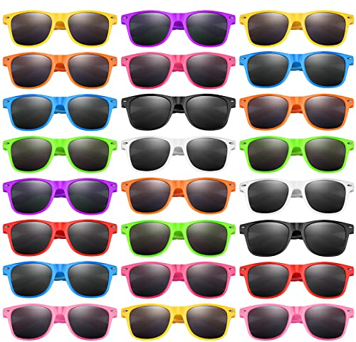 FEPITO 40 Pack Sunglasses Party Favors Neon Color Sunglasses Bulk for Beach Birthday Party Pool Wedding Party Supplies, 10 Colors