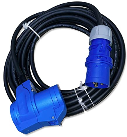 CEE Verlängerungskabel Winkelkupplung auf CEE Stecker 10 Meter IP44 230V / 16A 3-polig 2,5mm² für Camping, Boot, Camper, Wohnwagen, Wohnmobil Kabel