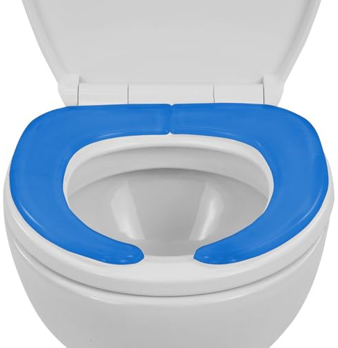 Vive Gel Toilet Seat Cushion Cover - Raised Padded Riser Cushion for Elongated, Standard, and Commode Chairs- Seat Warmer Pressure & Pain Relief Comfort- Adhesive Donut Pad for Elderly, Seniors (Blue)