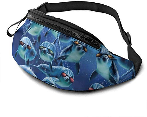 Lustige Delfine Gürteltasche für Damen Herren Mode Gürteltasche Hüfttasche mit verstellbarem Gürtel für Reisen im Freien Sport Radfahren Laufen