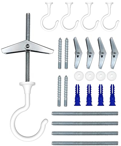 NACETURE Large Swag Hooks Plant Hooks for Ceiling Hooks for Hanging Plants - Ceiling Hangers Heavy Duty for Hanging Light - Chandelier Hook Ceiling Installation for Cavity Wall Fixing (White 4 Pack)
