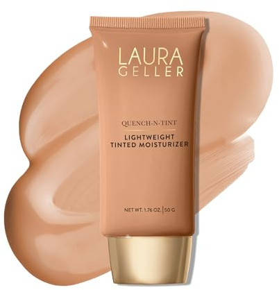 LAURA GELLER NEW YORK Quench-n-Tint Hydrating Foundation - Medium - Sheer to Light Buildable Coverage - Natural Glow Finish - Lightweight Formula with Hyaluronic Acid