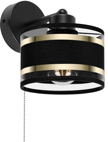 alfalux Wandleuchte Innen Wandlampe Mit Schnur-Zugschalter LED Lampe Aus Metall Für Wohnzimmer Schlafzimmer Kinderzimmer Treppenhaus Wandlampen Wandleuchten SHWAND-TI-1010SC-SC