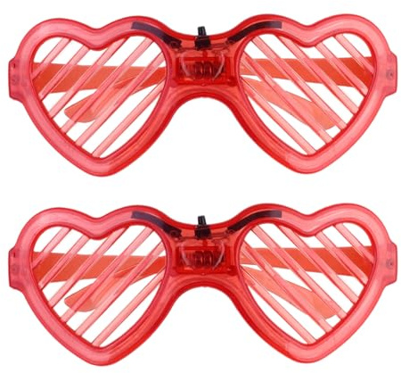 HOMSFOU 2 Stück Zubehör Leuchtende Gläser Liebesherz Brille Rote Brille Leuchtet Im Dunkeln Partyzubehör Leuchtende Gläser Herz Sonnenbrille Leuchtende Party Brille