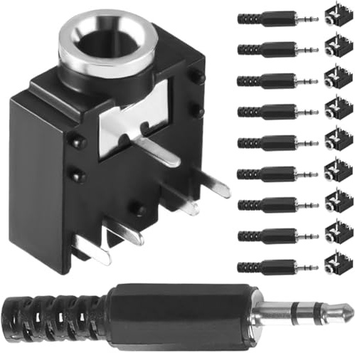 DAOKAI 10 Stück 3.5mm Female Ohrhörer Audio Jack Socket Stereo PJ-307 5 polige PCB Mount Buchse Audio-Verbinder mit 10 Stück 3.5mm TRS Steckerstecker, für Kopfhörer