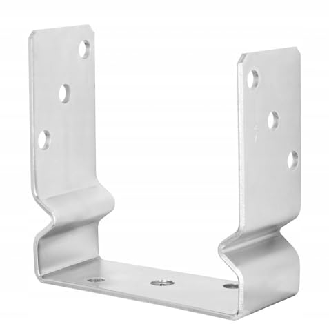 BK SHOP Pfostenträger U-Form Prägung zum Aufschrauben | Stützenfuß 141 x 150 x 60 mm | Pfostenanker Verzinkter Stahl 4 mm | Bodenanker für Holzpfosten | Pfostenschuh für Terrassen und Zäune