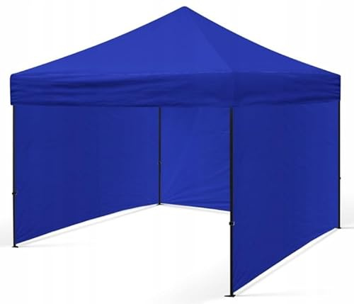 BDW - Pavillon - Zelt - Partyzelt - für Garten, Terasse, Messe - Pavillon Wasserdicht, Stabil - Faltpavillon - Gartenpavillon - 3 Pavillon Seitenteile Inklusive - Pavillon Faltbar 3 x 3 m - Blau