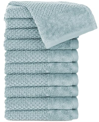 Pure Label Gästehandtuch 10er-Pack 30x50cm aus 100% Baumwolle - Türkis | 100% Baumwolle, weich & saugstark - Waschbar bis 60∘C, trocknergeeignet