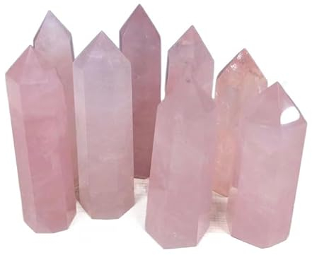 UYCUODLUY Bacchetta a Punta di Cristallo di Quarzo Rosa Naturale Torre di Quarzo di Cristallo Rosa Obelisco di Cristallo Rosa Pietra preziosa di Cristallo a Fondo Piatto