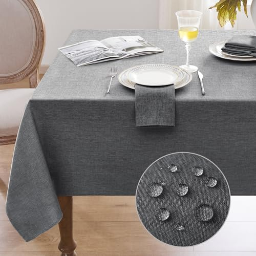 Softalker tischdecke abwaschbar Outdoor rechteckig 240 x 140 cm Wasserabweisende tischdecken leinenoptik tischtuch tischwäsche Wohnzimmertisch Table Cloth für Camping, Garten, Hochzeiten, Geburtstag