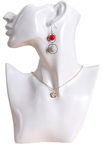 Buste à bijoux blanc - Buste de mannequin comme présentoir à bijoux pour colliers et boucles d'oreilles - Mannequin de vitrine féminin - Tête / épaule pour présentation de bijoux - Présentoir pour
