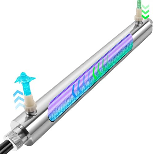 Tesiplz Luz UV en línea de 12 W para acuario de 500 galones, acero inoxidable, UVC, control de algas, filtro ultravioleta, máquina clarificador para inmersión fría, agua potable (AQUV-12W)