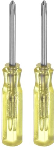 sourcing map 2Pcs PH0 Mini Phillips Screwdriver 2mm Magnetic Cross Head 45mm Length for Small Appliances Repairs, Yellow