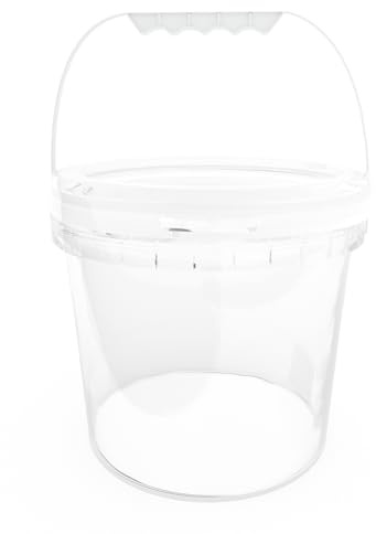 LOUIKAY Eimer mit Deckel, Kunststoff Eimer Lebensmittelecht Verschließen leerer Fässer für Lebensmittel, Farben, Chemikalien (Transparent, 3L)