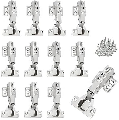 Cerniere Per Ante Cucina, 12 Pezzi Cerniere per Armadi a Cerniera D'angolo, Cerniere Con Chiusura Ammortizzata, Cerniera Per Mobili con Viti, Con Ammortizzatore Idraulico, Per Armadietti Porte