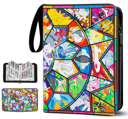 Sammelalbum für Pokemon Karten,400 Taschen Sammelkarten Album 50 Seiten Sammelmappe Karten Heft, Hochwertiges Tragbar Wasserdicht PU Sammelkartenalben Es ist das Geschenk für Kinder (CM400)