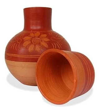 100% Handmade 3L Handy Look, Clay Water POTS with Water Cup for Best Gift Item. Ideal for Home/Hotel/Kitchen Table Decor