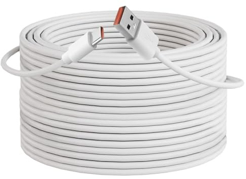 Quwem 10M Extra Long USB-C Cable,USB A to USB C Extension Fast Charge Cable | Fast Charging Cord for Mi 2K Security Cameras Smartphones Controller and Tablets Type C Charging Extension Lead (White)