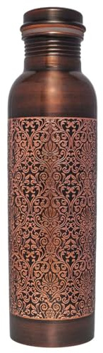 ANCIENTIMPEX Bouteille en cuivre de qualité supérieure, finition rétro, capacité de 950 ml pour des bienfaits ayurvédiques pour la santé