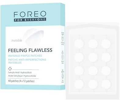FOREO FEELING FLAWLESS Parches hidrocoloides invisibles, 48 uds. | Parches para granos, Parches hidrocoloides, Parches para imperfecciones, Ácido salicílico, Invisible, Todo tipo de piel